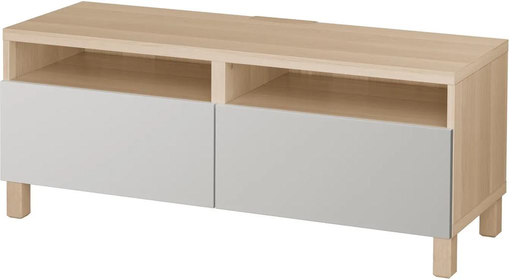 IKEA BESTÅ Tv-meubel met lades Wit gelazuurd eikeneffect/lappviken/stubbarp lichtgrijs Wit gelazuurd eikeneffect/lappviken/stubbarp lichtgrijs - lKEA