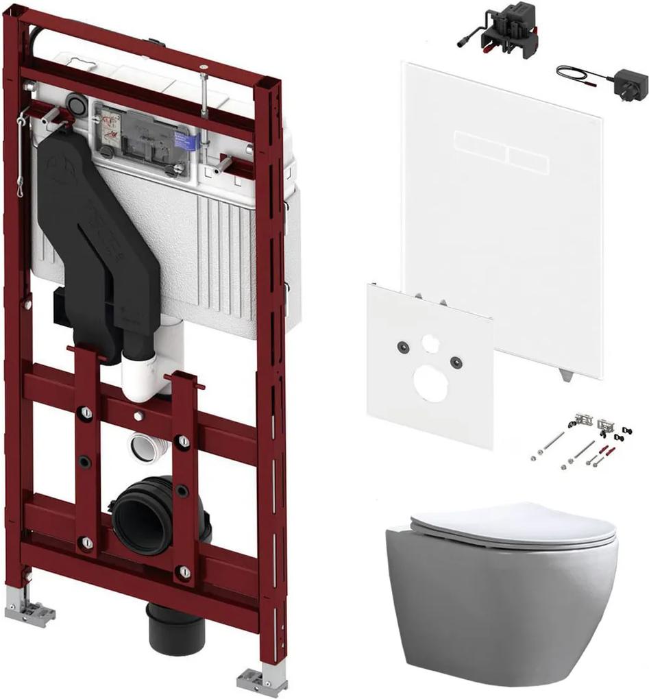 Tece 400 Toiletset met Geurafzuiging - Inbouw WC Hangtoilet Wandcloset Beauti Flatline Rimfree - Elektronische sen-Touch Bedieningsplaat Wit