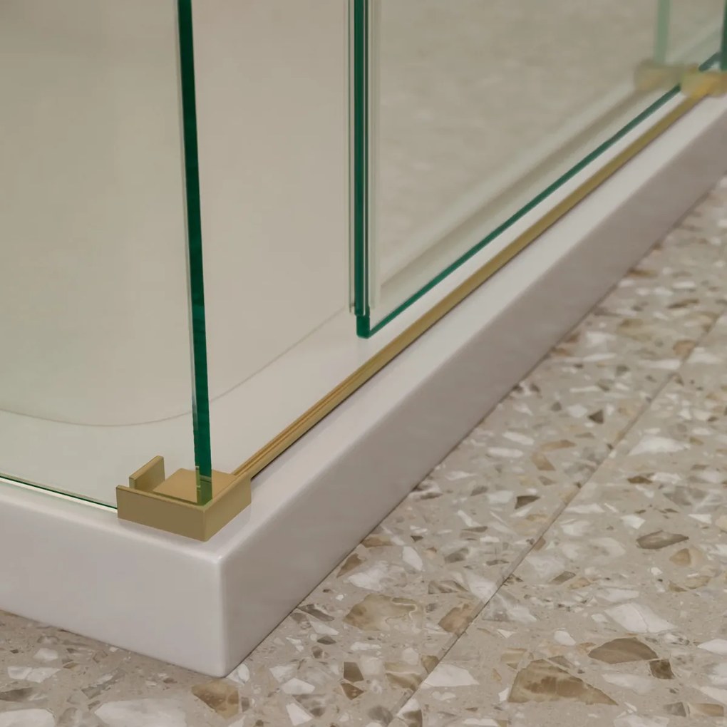Saniclear Supreme douchecabine 90x90cm anti-kalk geborsteld messing - mat goud