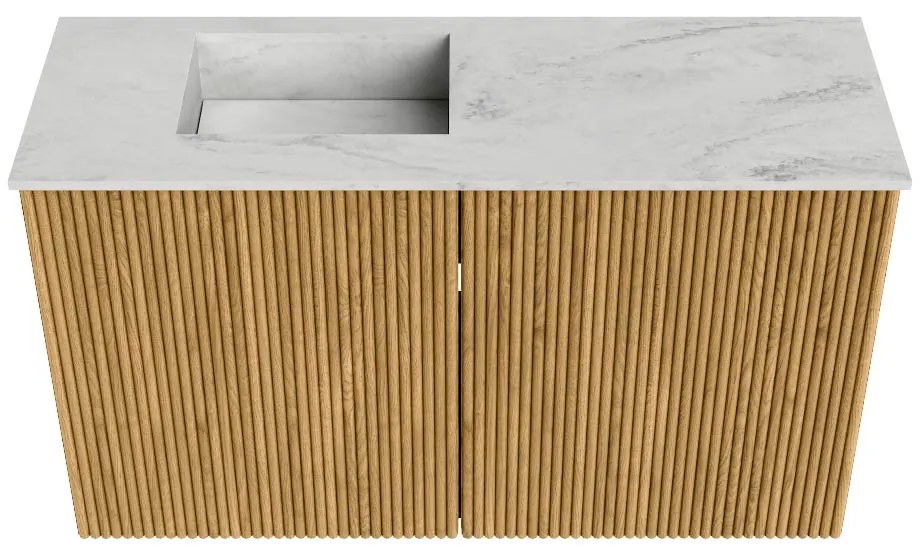 Mondiaz Joya DLux 70cm toiletmeubel oak met wastafel faye links 1 kraangat opalo