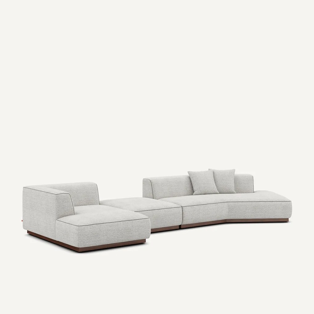 Open hoekbank links met voetensteun van gevlekt canvas, JACOPO