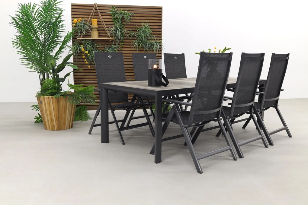 Hartman Napoli/Kings verstelbare tuinset antraciet - 220x100 cm. - Keramiek tafelblad