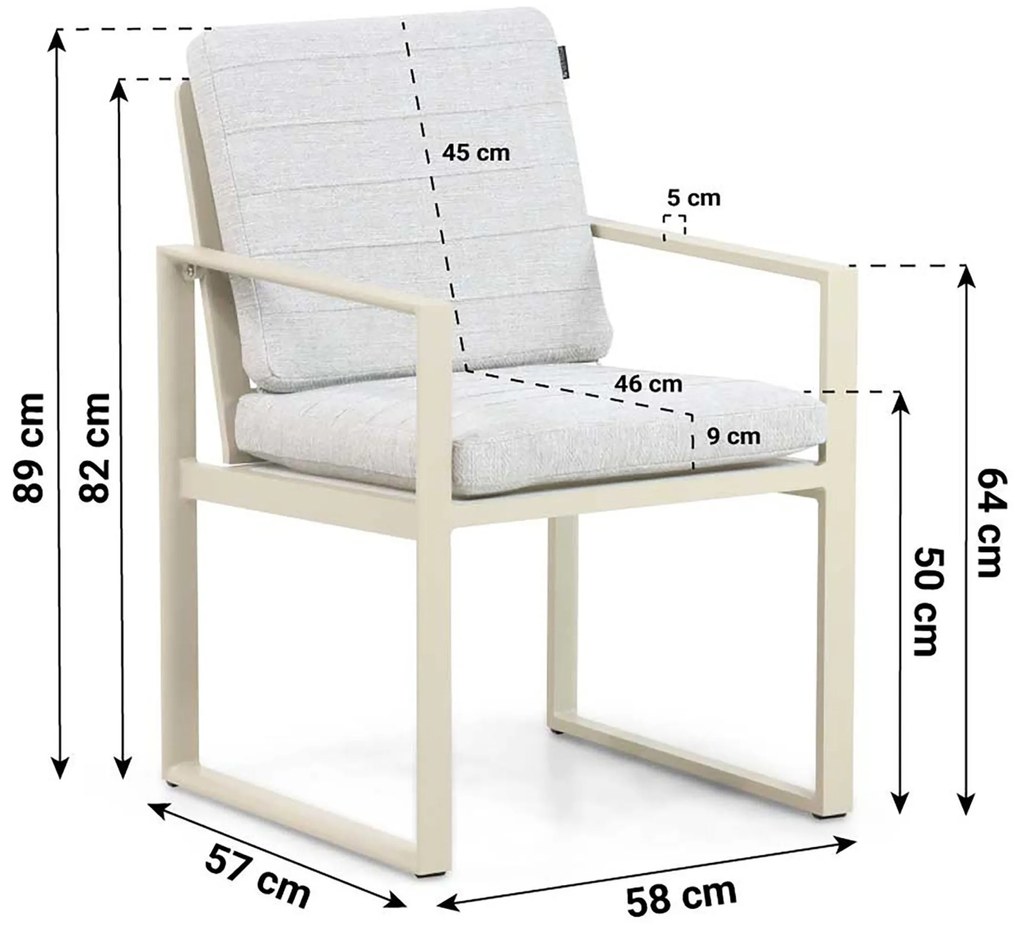 Tuinstoel Aluminium Taupe-naturel-bruin Lifestyle Garden Furniture Nuno