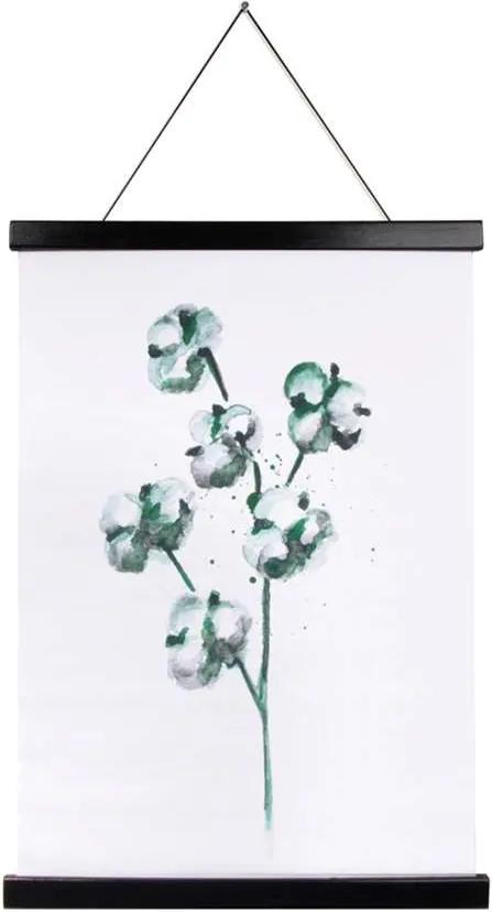 Art For The Home katoenen poster Katoenplant - wit/groen - 40x60 cm - Leen Bakker