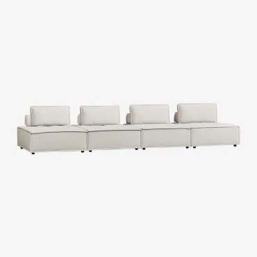 Modulaire Vierdelige Bank In Vermont-stof Chenille Crèmebeige - Sklum
