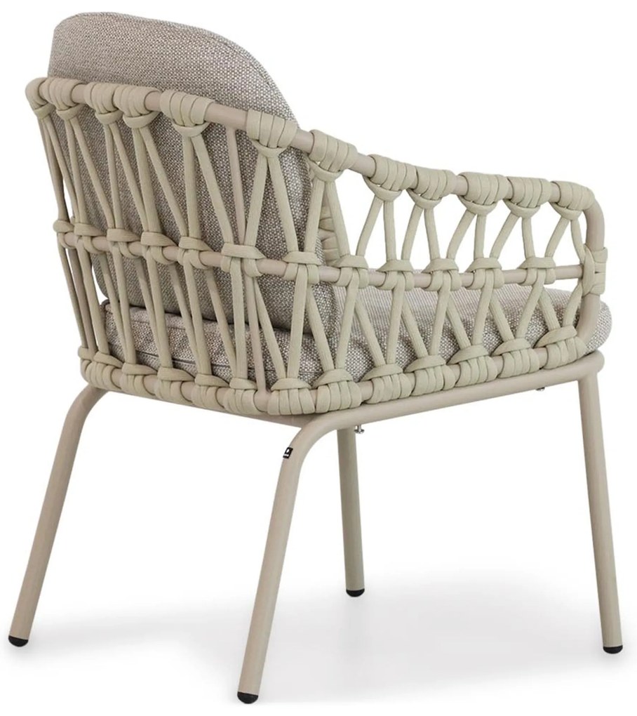 Tuinset Ronde Tuintafel 4 personen 120 cm Aluminium/rope Taupe Coco Barcelona/Sand
