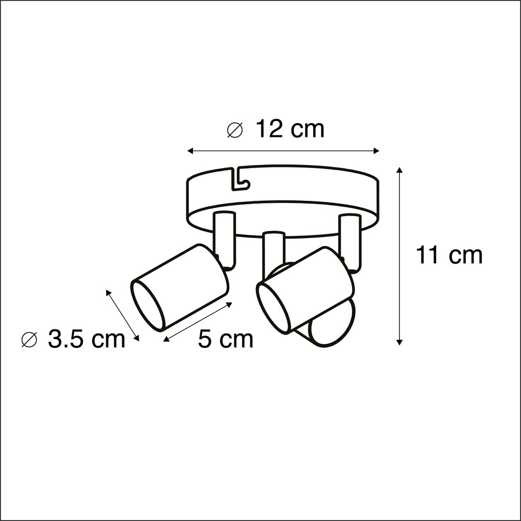Industriële Spot / Opbouwspot / Plafondspot zwart kantelbaar rond 3-lichts - Jeany Modern GU10 Binnenverlichting Lamp