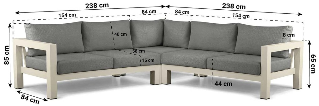 Hoek loungeset 5 personen Aluminium Taupe  Lifestyle Garden Furniture Luca