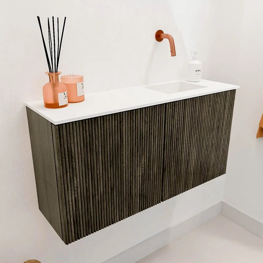 Mondiaz Joya 80cm toiletmeubel shadow met wastafel faye rechts zonder kraangat talc
