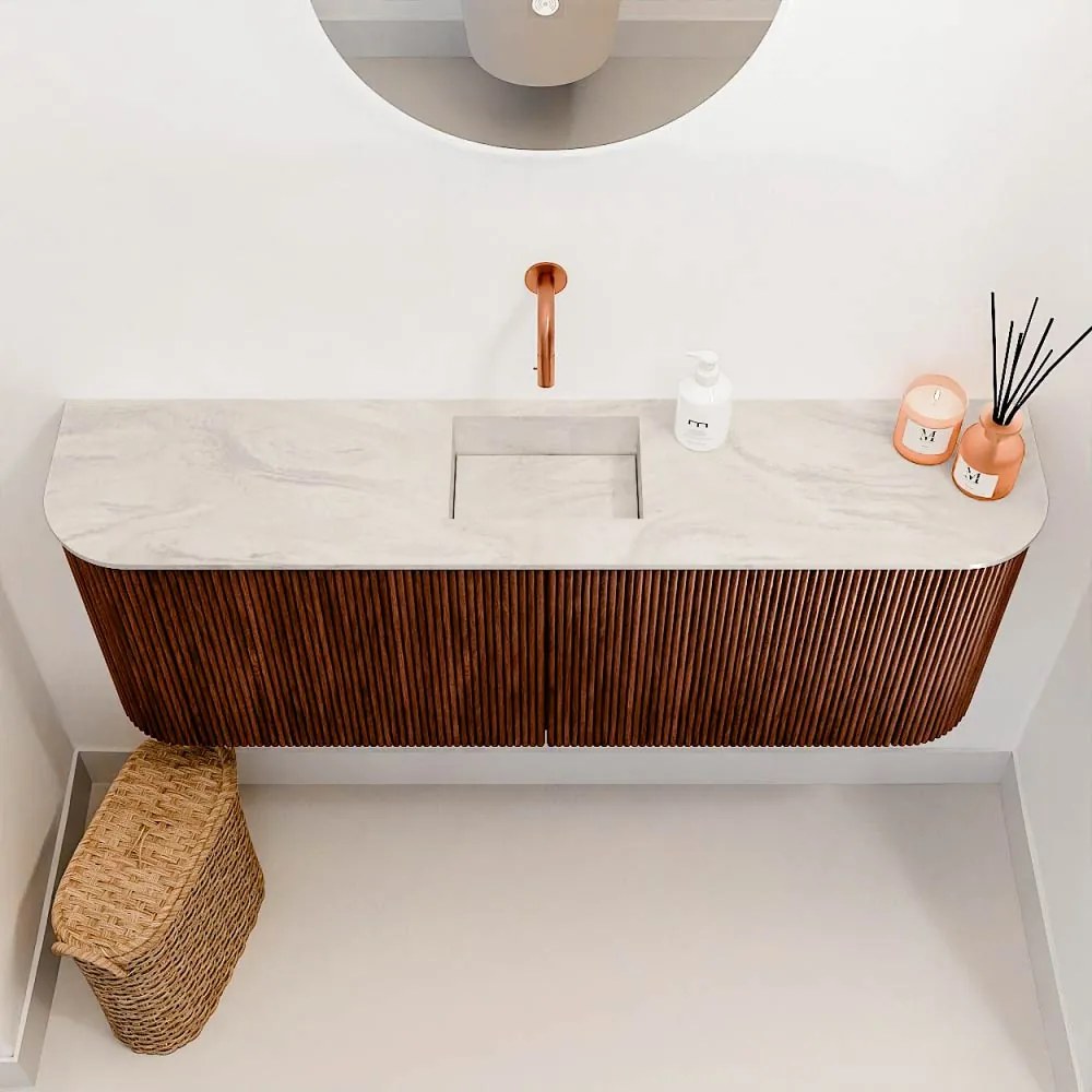 Mondiaz Joya DLux 115cm toiletmeubel ronding links/rechts ruby met wastafel faye midden zonder kraangat ostra