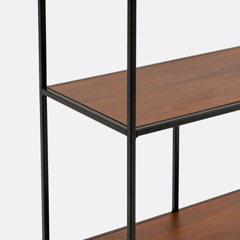 Trapvormig opbergrek, staal en walnootfineer, Watford