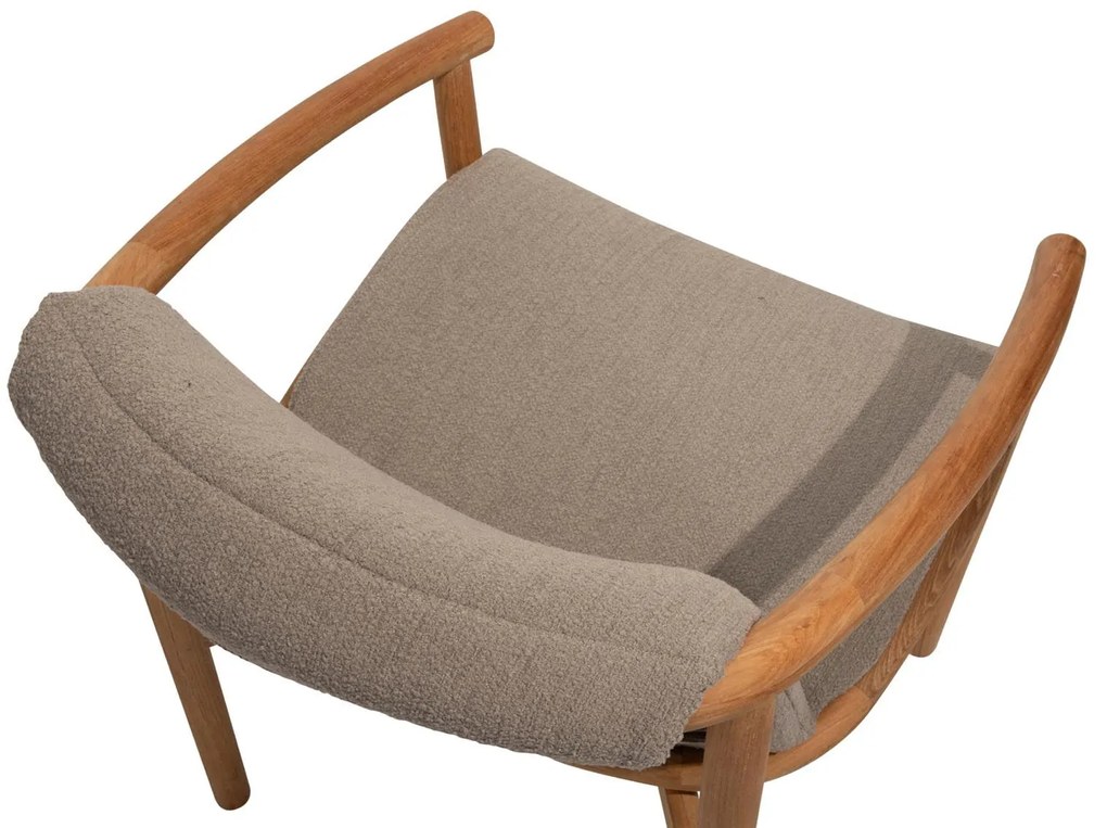 4 Seasons Outdoor Tess teak tuinstoel met bouclé bekleding  Tuinstoel    taupe weerbestendig