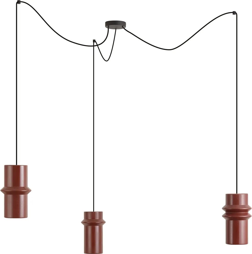 Retro hanglamp rood met zwart 3-lichts - Monti