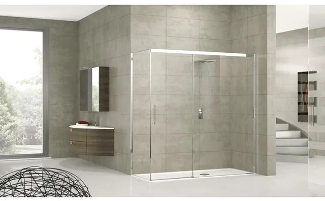 Novellini Rose PH schuifdeur voor vaste wand 117/120x200cm deur schuift naar rechts chroom profiel en helder glas roseph117d-1k