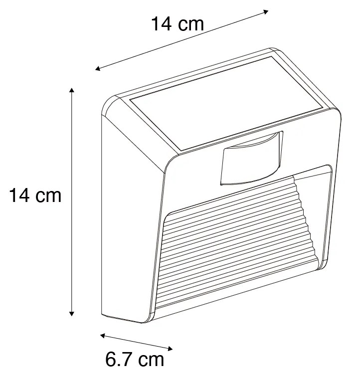 Wandlamp zwart incl. LED IP54 met bewegingssensor solar - Border