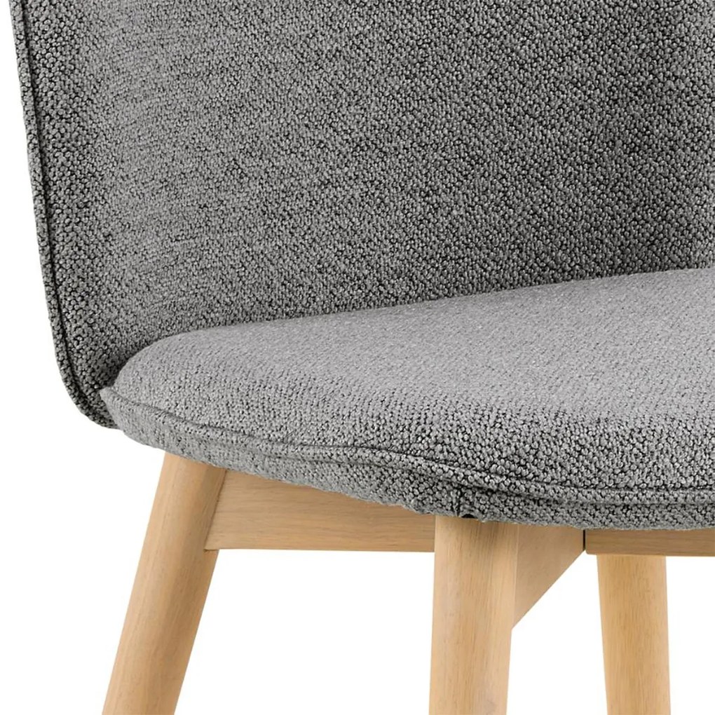 Eetkamerstoel Met Houten Poten Grijs Boucle