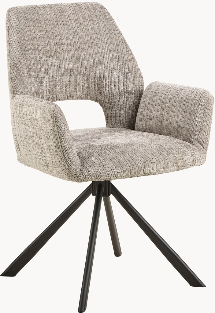 Chenille draaibare eetkamerstoelen Graham met armleuningen, 2-delig