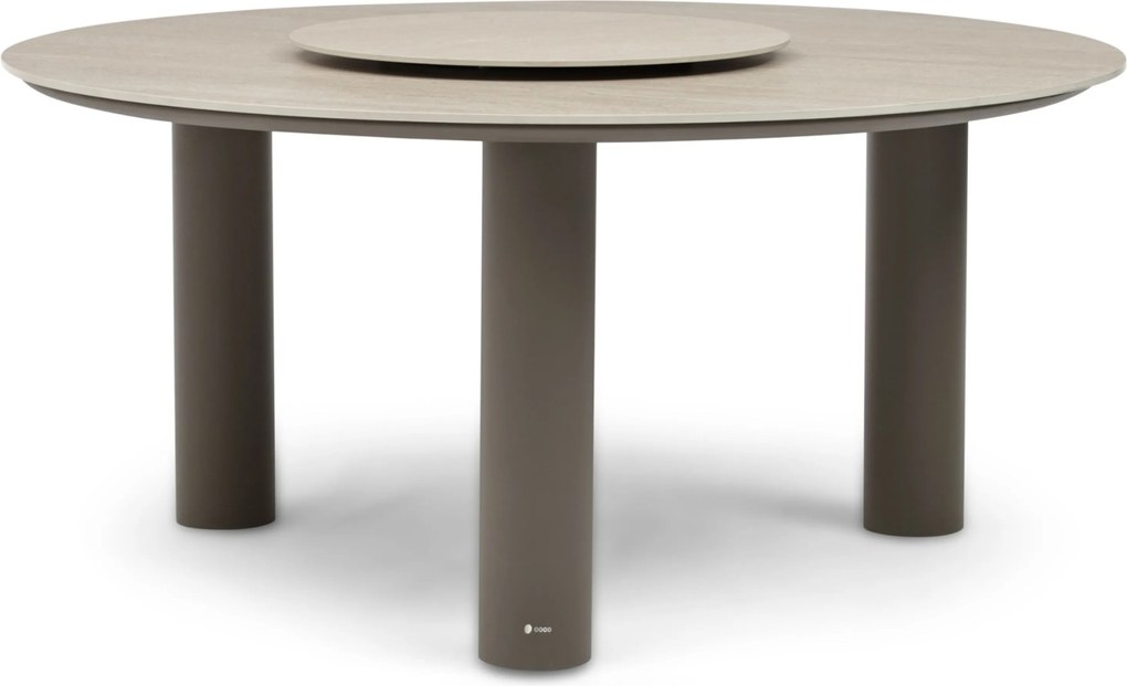 Dining Tuintafel rond 158 cm met lazy susan Taupe Trino