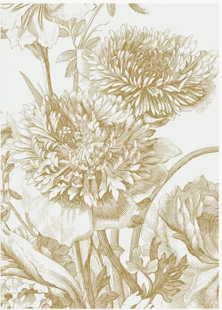 Vliesbehang Engraved Flowers