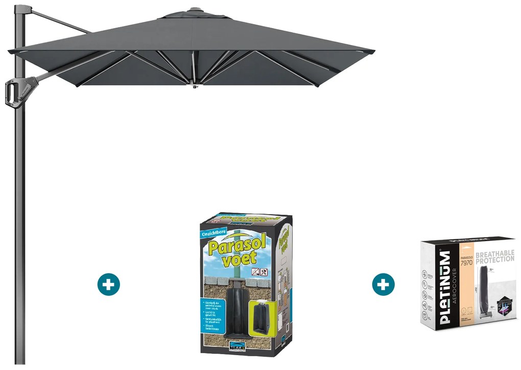 Platinum Voyager zweefparasol T1 3x2 m. - Antraciet met ingraafvoet en hoes