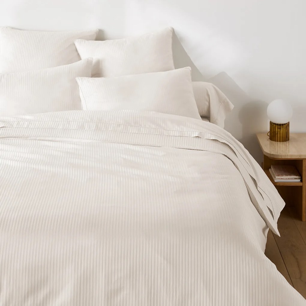 Dekbedovertrek van katoensatijn, 153 draden, Gestreept Opaal