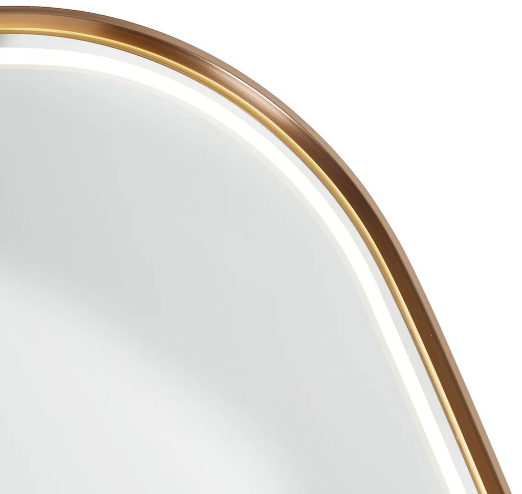 Badkamerspiegel rosé goud incl. LED en touch dimmer - Geraldien