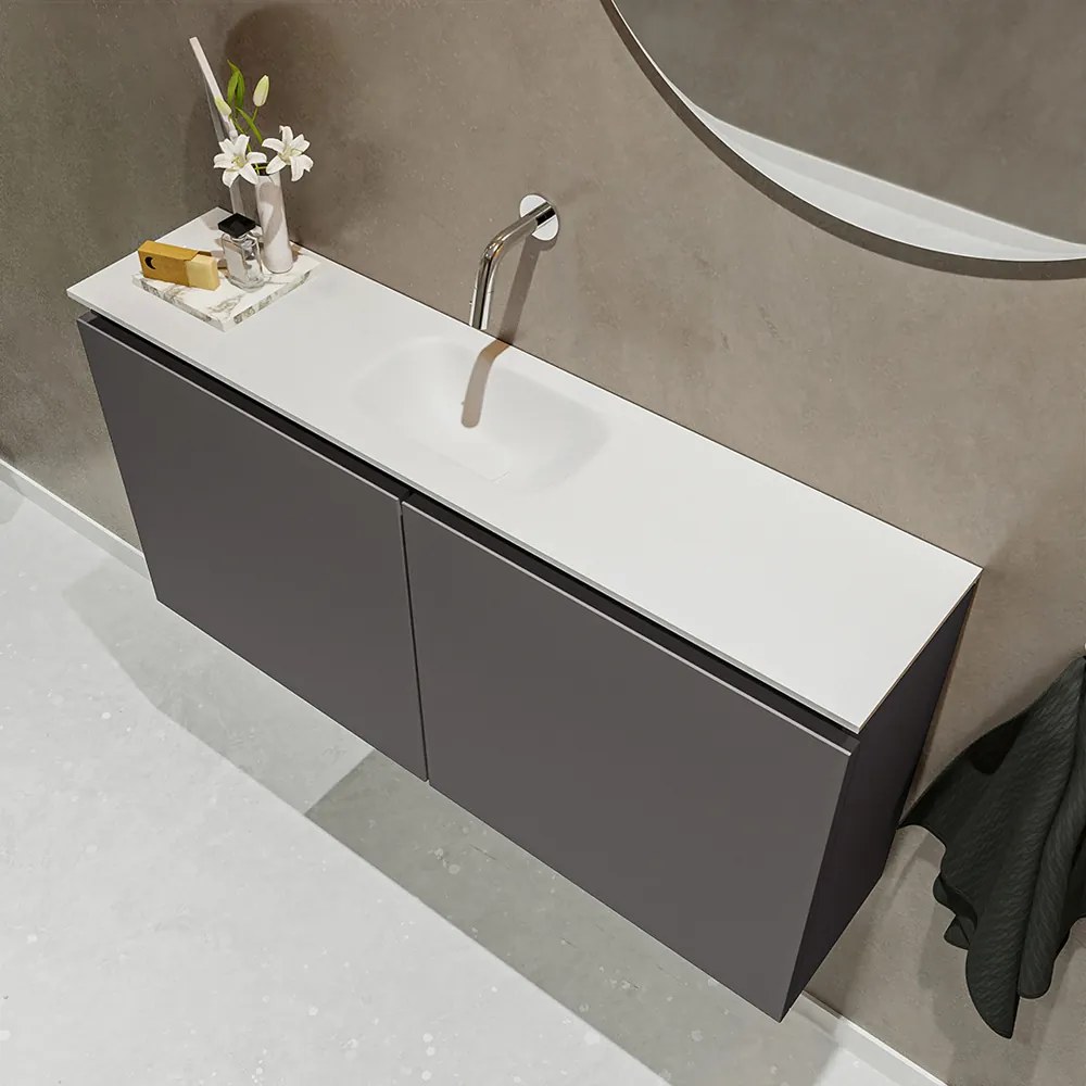 Mondiaz Ture 100cm toiletmeubel dark grey met wastafel talc midden geen kraangat