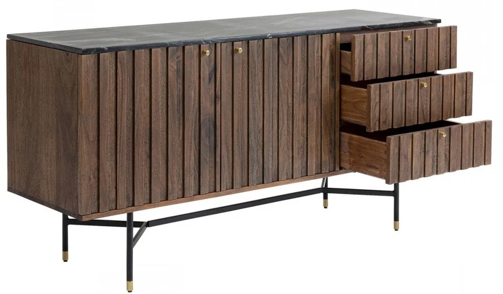 Kare Design Apiano Dressoir Van Acacia En Marmer - 150x45x76cm.