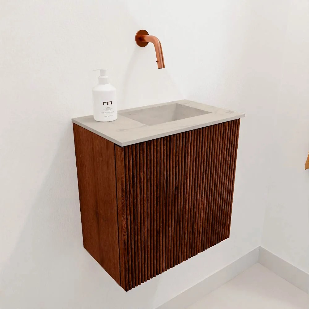 Mondiaz Joya DLux 40cm toiletmeubel ruby met wastafel faye rechts zonder kraangat opalo
