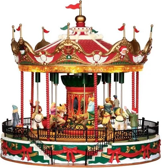 Lemax - 'Santa Carousel' - Verlichte attractie met animatie &amp; muziek/geluid - Inlclusief adapter