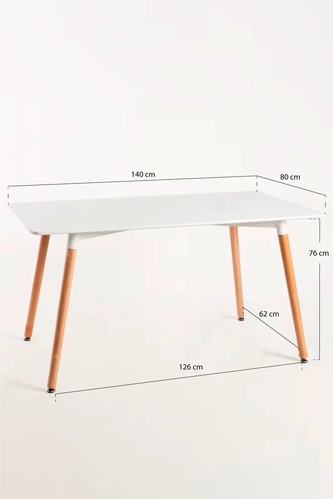 Rechthoekige torentafel 140 x 80 cm
