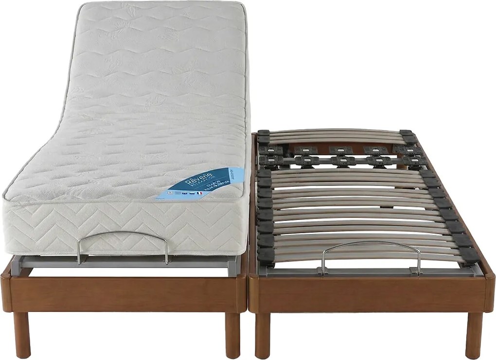 Elektrisch bedset met lattenbodem en blokken, schuimmatras, stevige ondersteuning en poten