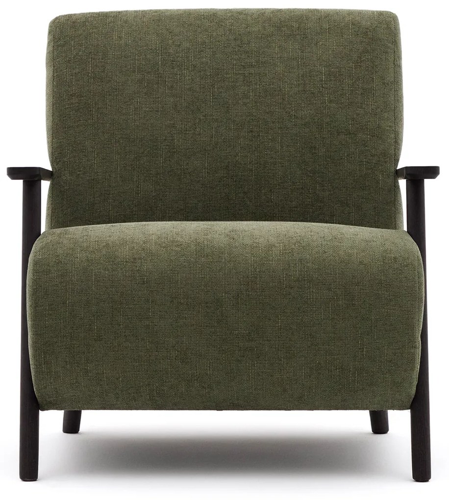 Kave Home Meghan Retro Fauteuil Groen En Wenge Hout