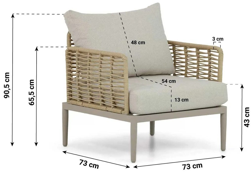 Tuinstoel Wicker/Aluminium/Aluminium/wicker Taupe-naturel-bruin Coco Ibiza