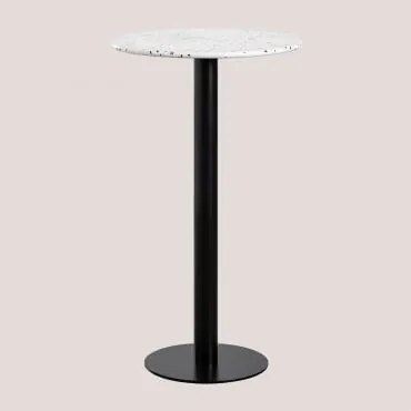 Ronde Hoge Bartafel Ø60 Cm In Dolce Terrazzo Wit - Sklum