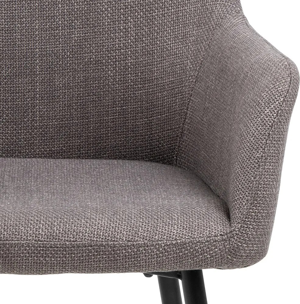 VERA Lichtgrijs Taupe (stof Basel 34) - MODERNE KUIPVORMIGE GESTOFFEERDE STOEL VOOR WOONKAMER / LOFT
