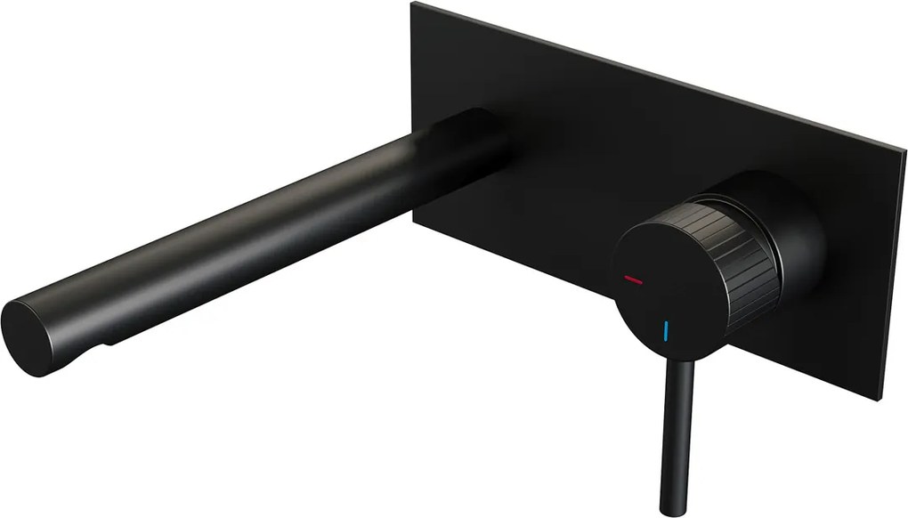 Brauer Stripe inbouw wastafelkraan ColdStart met rechte uitloop en afdekplaat model A1 zwart mat