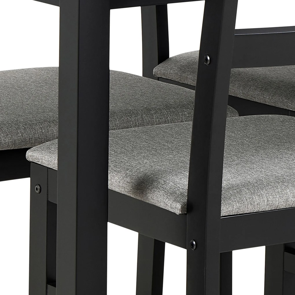 TORINO eetset + 4 stoelen Zwart/Lichtgrijs (Sawana 21 stof) - HOUTEN SET VOOR KEUKEN/EETKAMER