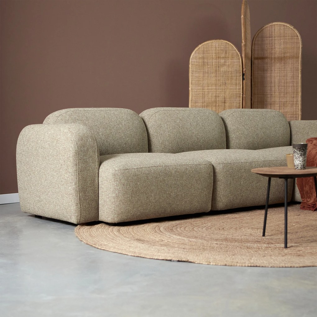 Moderne Hoekbank Rechts Taupe Stof