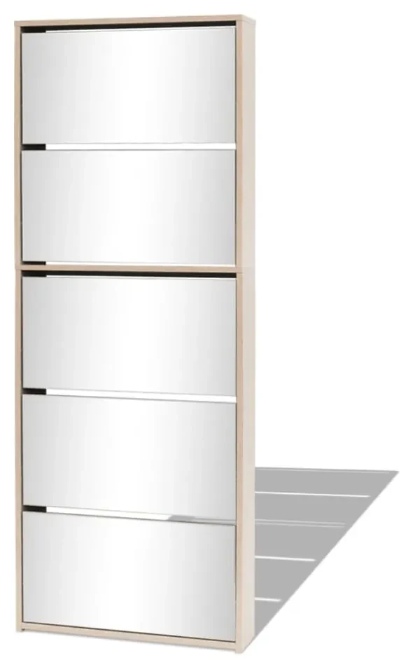 vidaXL Schoenenkast met 5 spiegels 63x17x169,5 cm eikenhout