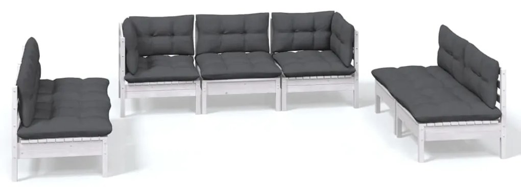 vidaXL 7-delige Loungeset met kussens massief grenenhout