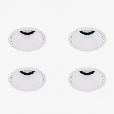 Pack Van 4 Inbouw Led-downlights Met Ronde Frames Ø8 Cm In Aluminium Luisiana Wit & Warm Wit 3000k & 10 W & 23º - Sklum