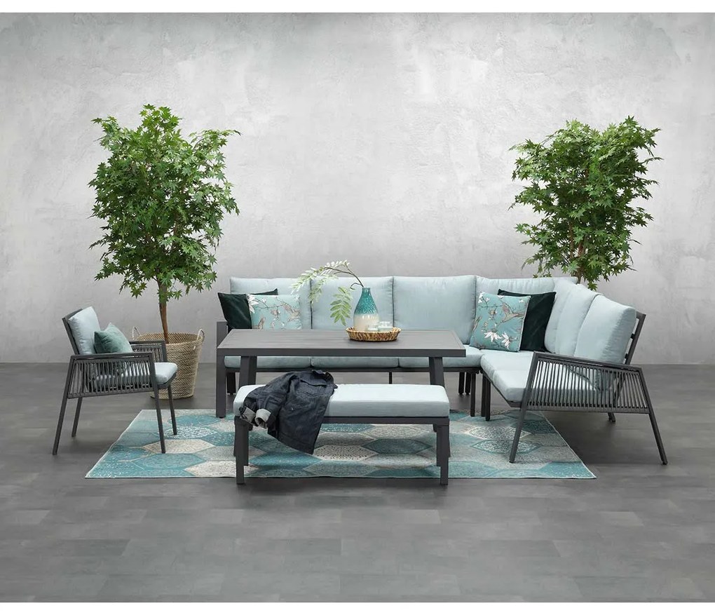 Garden Impressions Brendon lounge dining set 4-delig rechts - mint grijs