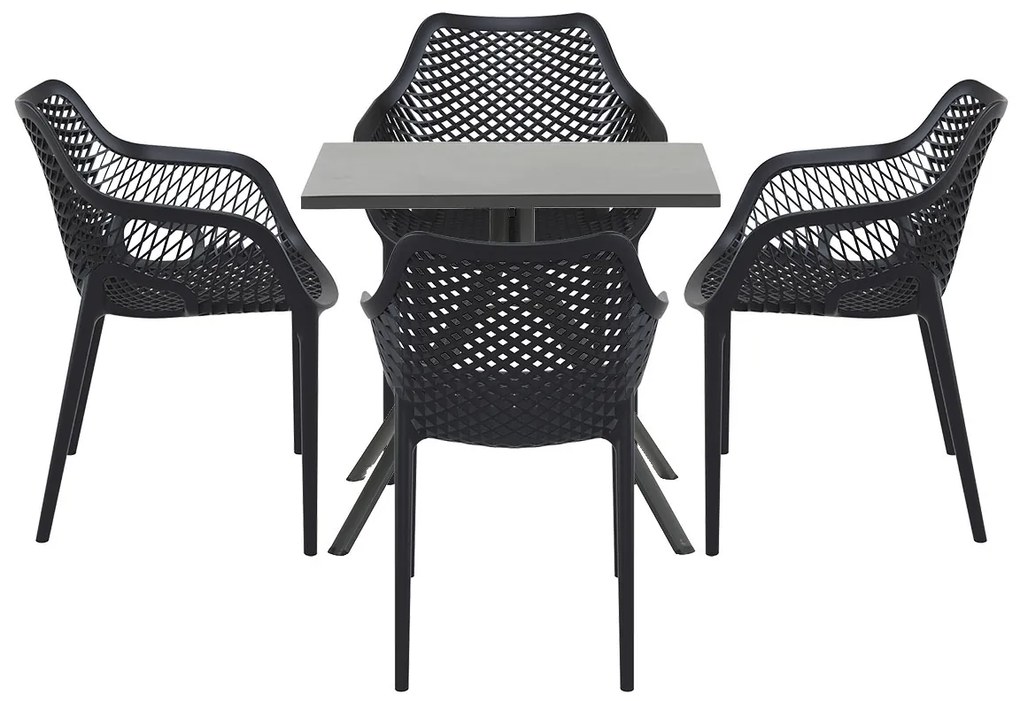 Garden Impressions Air XL tuinset 5-delig zwart - Rimini tuintafel 80x80 cm