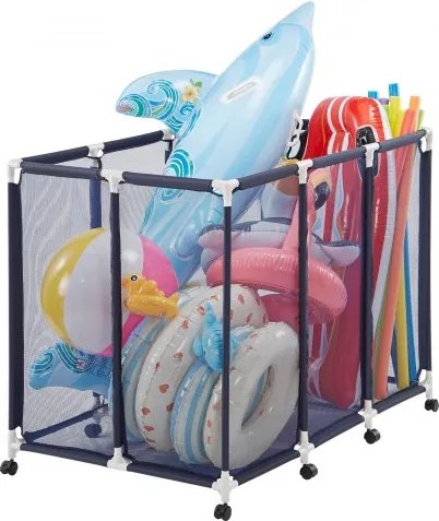 VEVOR Zwembadopbergbak 122x84x99 cm, Netorganizer met Kunststof Frame, Opbergmand voor Zwembadspeelgoed, Opbergbox met Ademend Netmandje voor Zwembaden