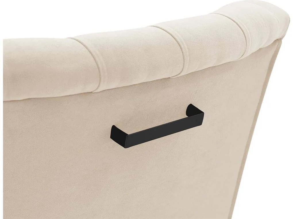 Goossens Eetkamerstoel Pearl beige velvet stof met armleuning, stijlvol landelijk