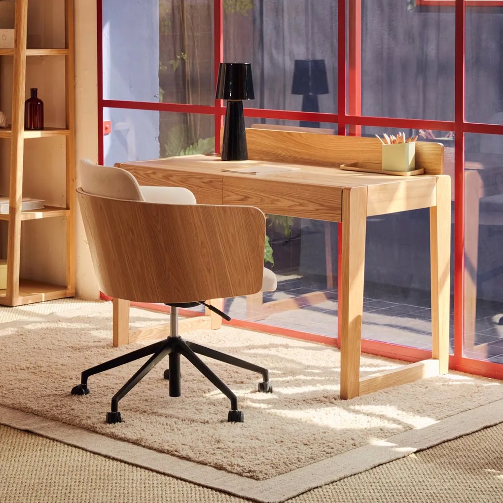 Kave Home Arandu Bureau Met Laden Massief Essenhout - 120 X 60cm.