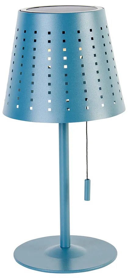 Buiten tafellamp blauw incl. LED 3-staps dimbaar oplaadbaar en solar - Ferre