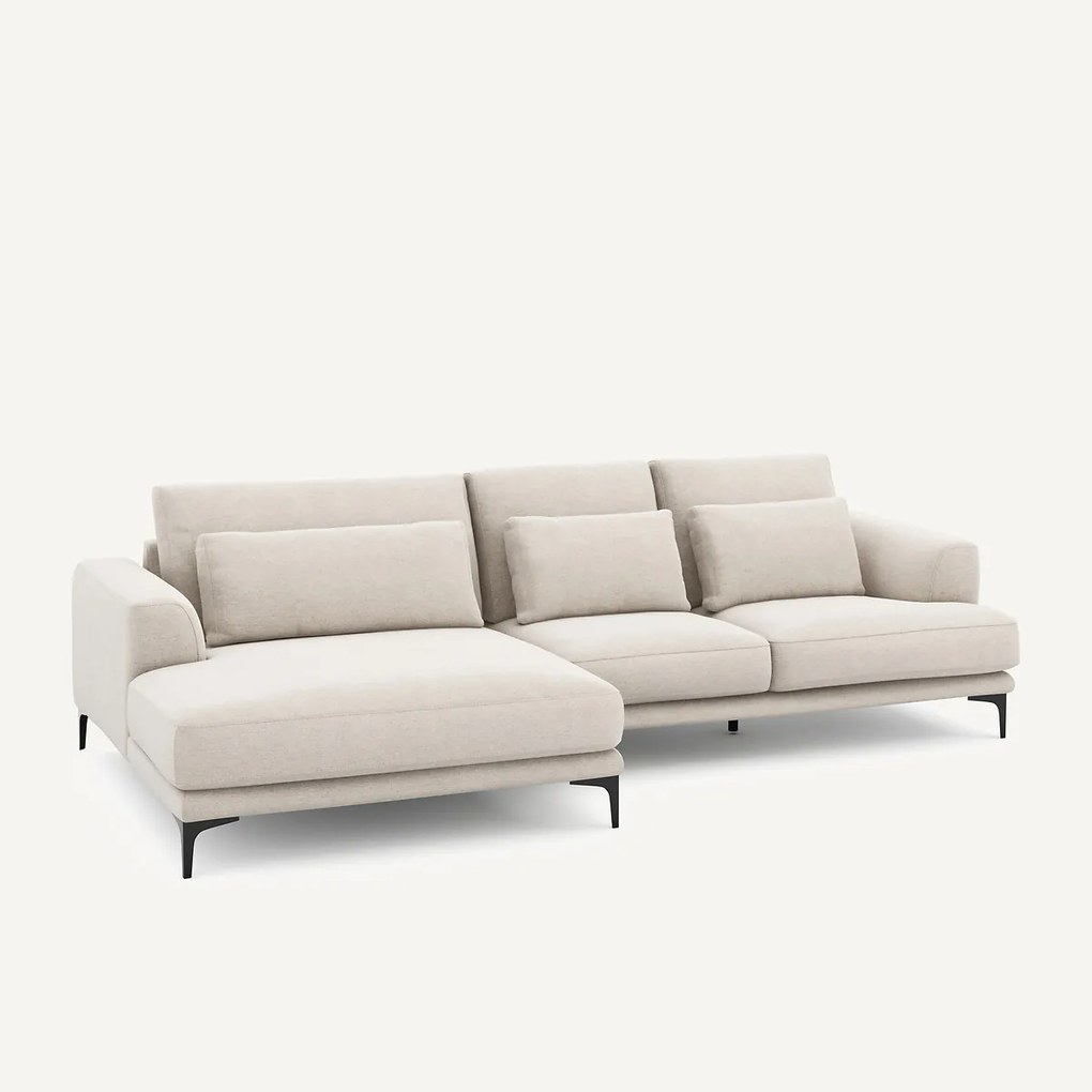 XL hoekbank met longchair, links, in gemêleerd canvas, MARSILE