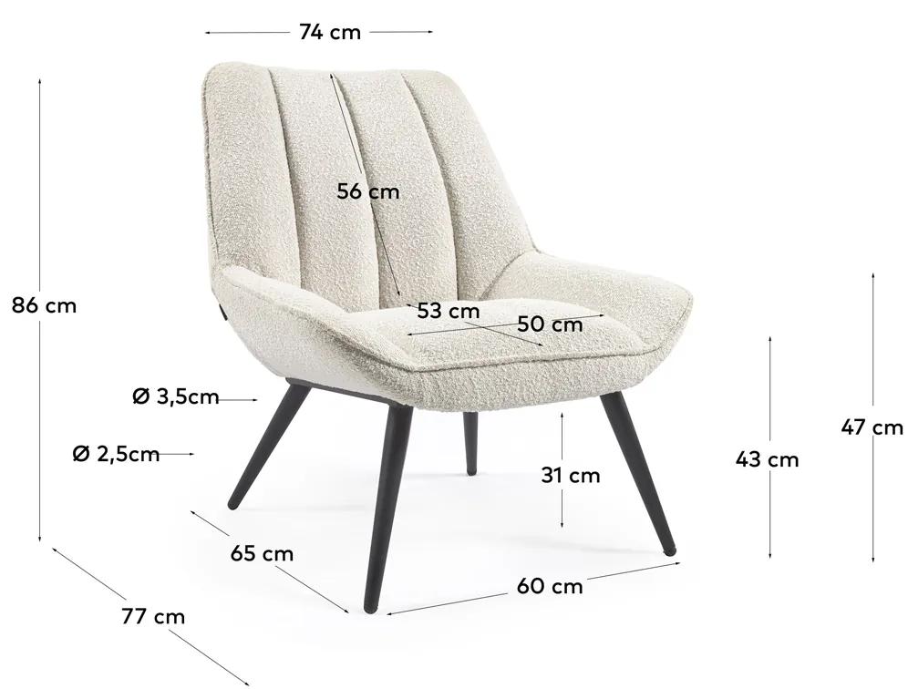 Kave Home Marlina Witte Boucle Fauteuil